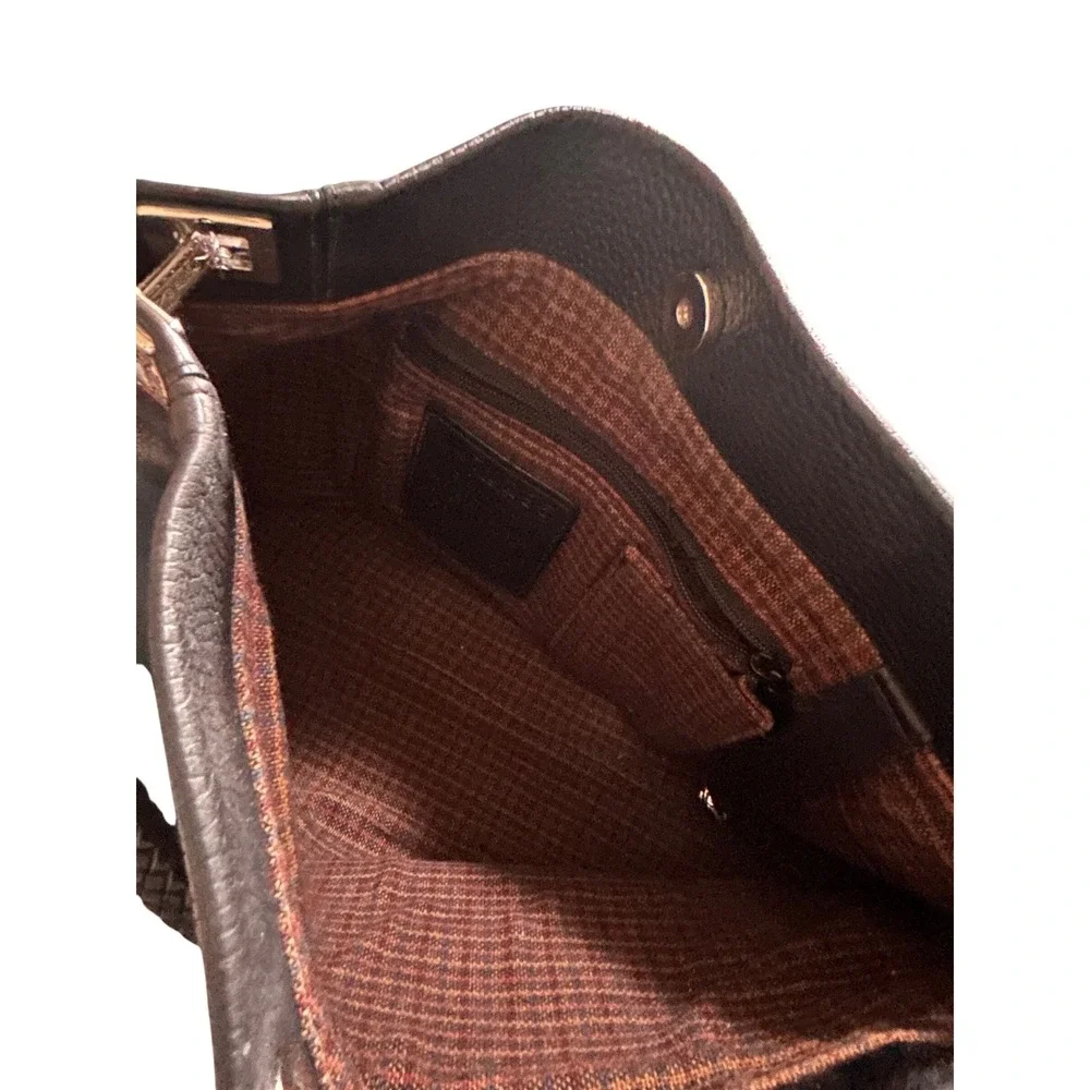 Brighton Blk Pebbled Leather Braided‎ Strap Shoulder Bag Silver Hardware A470285